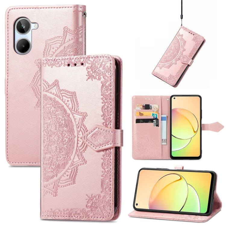 Custodia per telefono in pelle goffrata fiore mandala, For OPPO A76 4G, For Realme 10 4G, For Realme V23, For TCL 405