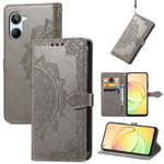 Custodia per telefono in pelle goffrata fiore mandala, For OPPO A76 4G, For Realme 10 4G, For Realme V23, For TCL 405