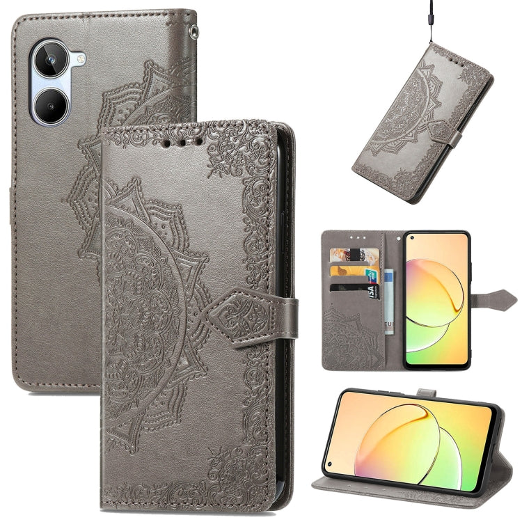 Custodia per telefono in pelle goffrata fiore mandala, For OPPO A76 4G, For Realme 10 4G, For Realme V23, For TCL 405