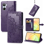 Custodia per telefono in pelle goffrata fiore mandala, For OPPO A76 4G, For Realme 10 4G, For Realme V23, For TCL 405