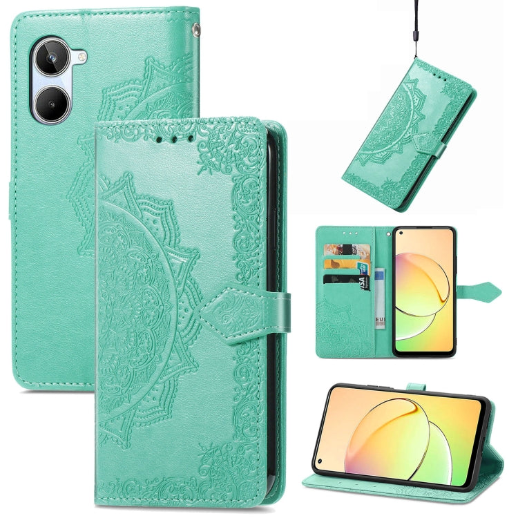 Custodia per telefono in pelle goffrata fiore mandala, For OPPO A76 4G, For Realme 10 4G, For Realme V23, For TCL 405