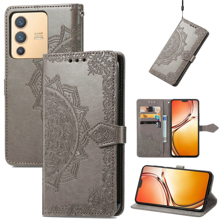 Custodia per telefono in pelle goffrata fiore mandala, For vivo V23 5G, For vivo X80 Lite, For vivo X80 Pro