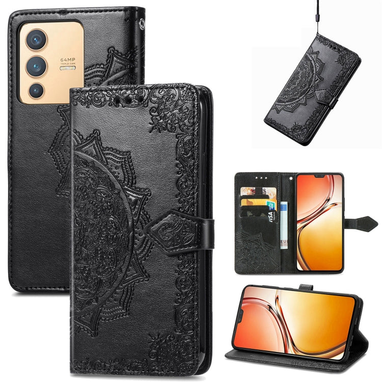 Custodia per telefono in pelle goffrata fiore mandala, For vivo V23 5G, For vivo X80 Lite, For vivo X80 Pro