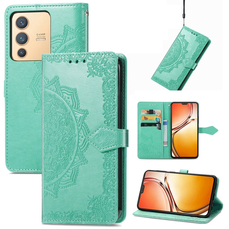 Custodia per telefono in pelle goffrata fiore mandala, For vivo V23 5G, For vivo X80 Lite, For vivo X80 Pro