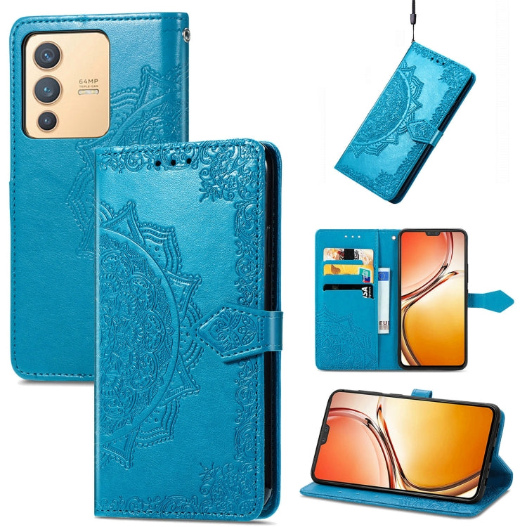 Custodia per telefono in pelle goffrata fiore mandala, For vivo V23 5G, For vivo X80 Lite, For vivo X80 Pro