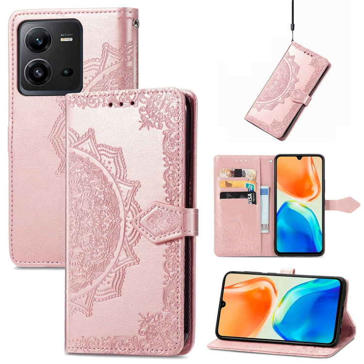 Custodia per telefono in pelle goffrata fiore mandala, For vivo V23 5G, For vivo X80 Lite, For vivo X80 Pro