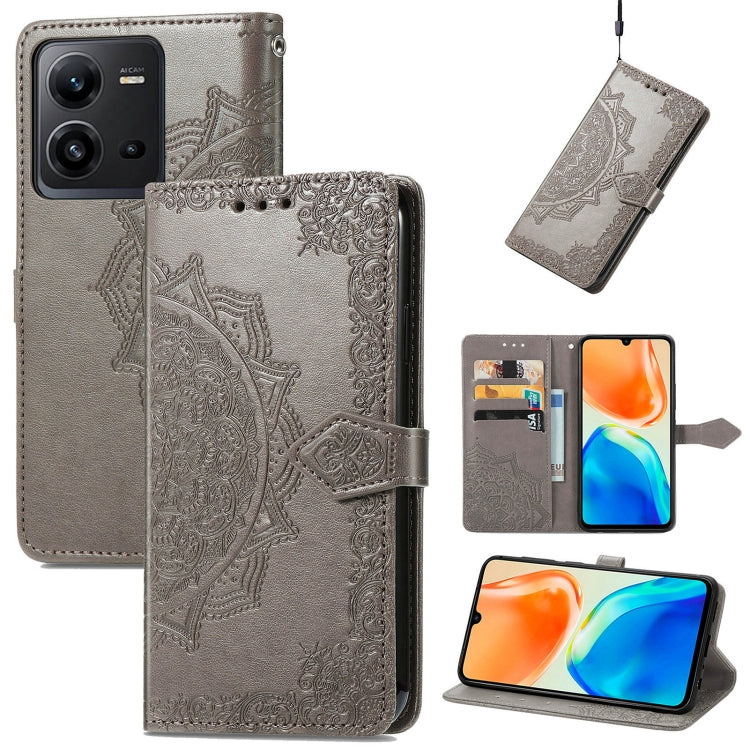 Custodia per telefono in pelle goffrata fiore mandala, For vivo V23 5G, For vivo X80 Lite, For vivo X80 Pro