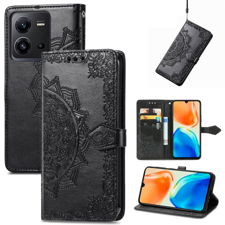 Custodia per telefono in pelle goffrata fiore mandala, For vivo V23 5G, For vivo X80 Lite, For vivo X80 Pro