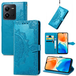 Custodia per telefono in pelle goffrata fiore mandala, For vivo V23 5G, For vivo X80 Lite, For vivo X80 Pro