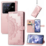Custodia per telefono in pelle goffrata fiore mandala, For vivo V23 5G, For vivo X80 Lite, For vivo X80 Pro