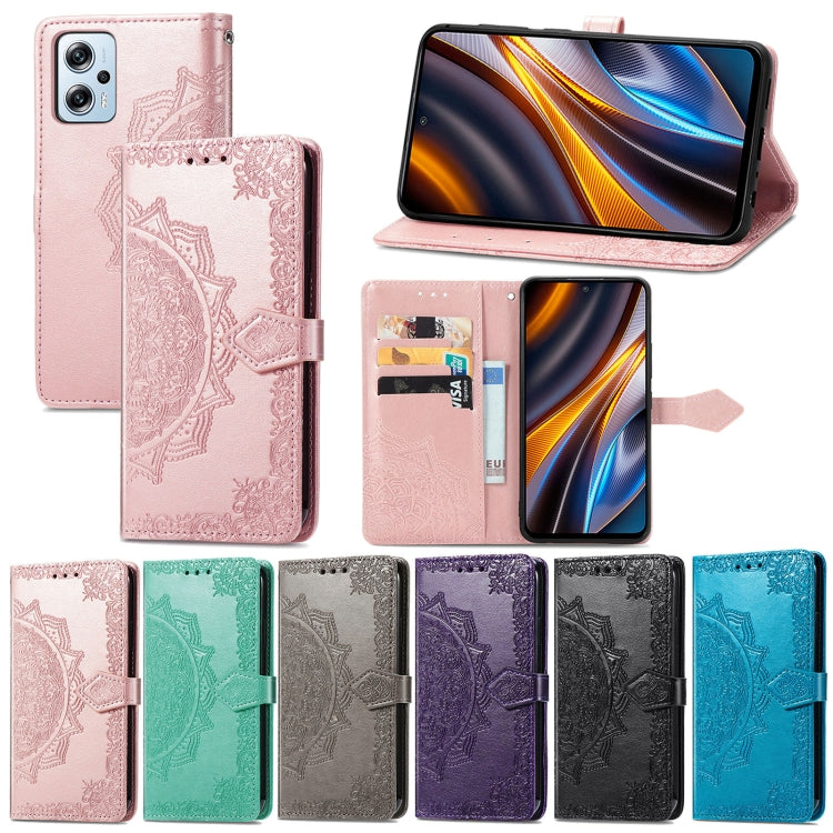 Custodia per telefono in pelle goffrata fiore mandala, For Xiaomi Poco X4 GT, For Xiaomi Redmi Note 10S, For Asus Zenfone 9, For vivo T2X 5G