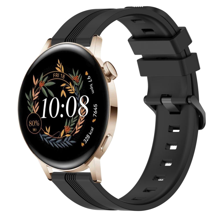 Cinturino in silicone a strisce concave da 20 mm, For Huawei Watch GT3 Pro 43mm, For Huawei Watch GT3 42mm