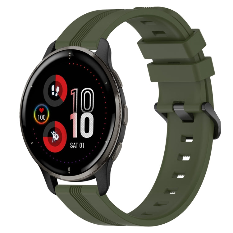Cinturino in silicone a strisce concave da 20 mm, For Garmin Vivomove Sport, For Garmin Venu 2 Plus