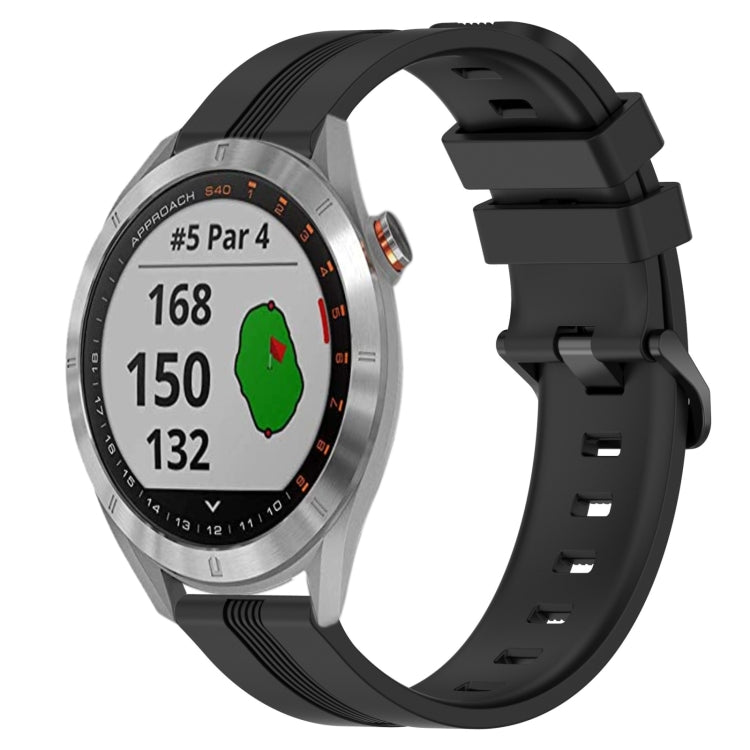 Cinturino in silicone a strisce concave da 20 mm, For Garmin Approach S40, For Garmin Forerunner 158
