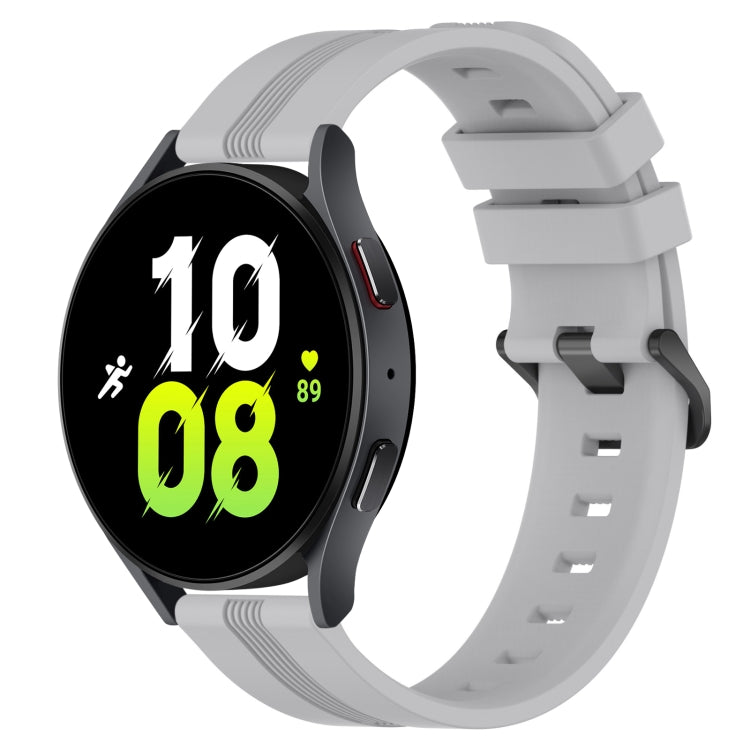 Cinturino in silicone a strisce concave da 20 mm, For Samsung Galaxy Watch 6 Classic 47mm, For Samsung Galaxy Watch5 44mm