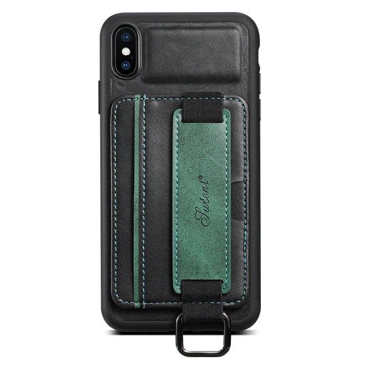 Custodia per telefono in PU con supporto per cinturino da polso per portafoglio per carte Suteni H13, For iPhone X / XS, For iPhone XR, For iPhone XS Max