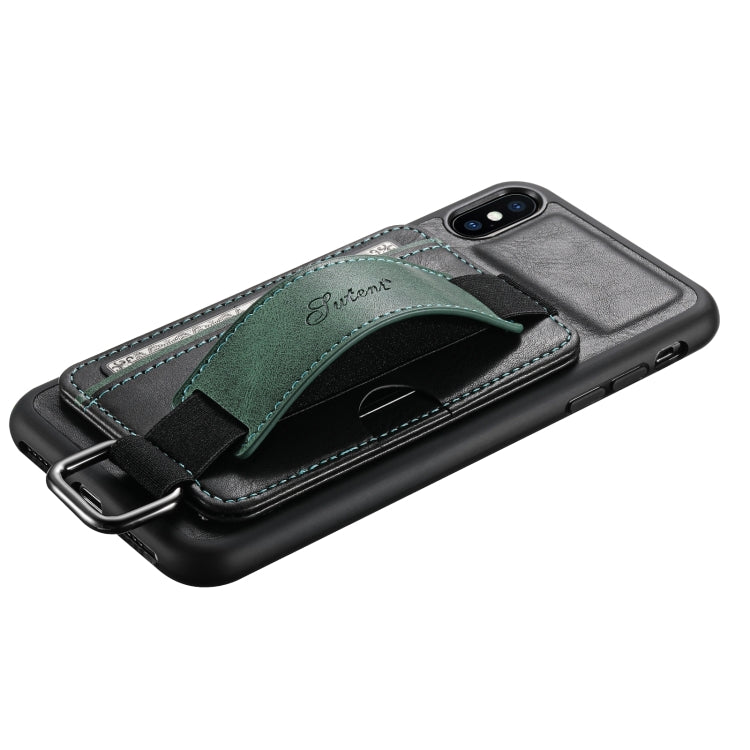 Custodia per telefono in PU con supporto per cinturino da polso per portafoglio per carte Suteni H13, For iPhone X / XS, For iPhone XR, For iPhone XS Max