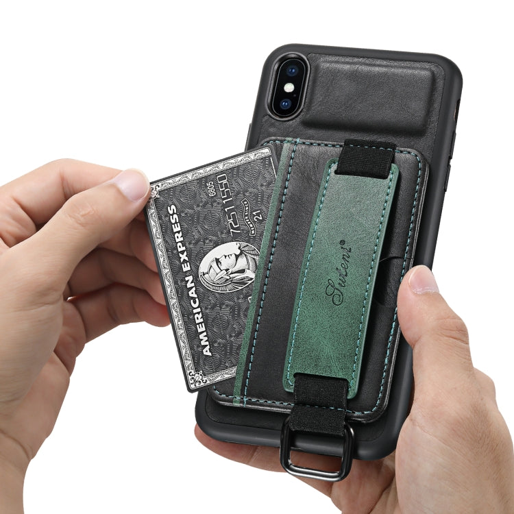 Custodia per telefono in PU con supporto per cinturino da polso per portafoglio per carte Suteni H13, For iPhone X / XS, For iPhone XR, For iPhone XS Max