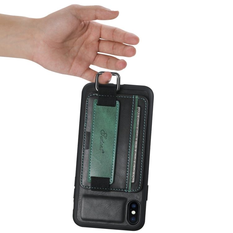 Custodia per telefono in PU con supporto per cinturino da polso per portafoglio per carte Suteni H13, For iPhone X / XS, For iPhone XR, For iPhone XS Max