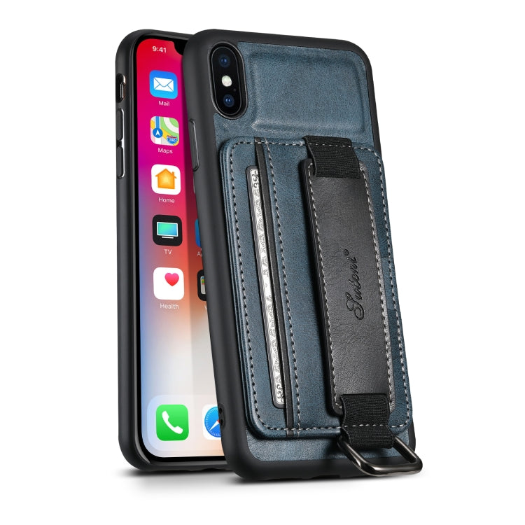 Custodia per telefono in PU con supporto per cinturino da polso per portafoglio per carte Suteni H13, For iPhone X / XS, For iPhone XR, For iPhone XS Max