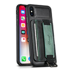 Custodia per telefono in PU con supporto per cinturino da polso per portafoglio per carte Suteni H13, For iPhone X / XS, For iPhone XR, For iPhone XS Max