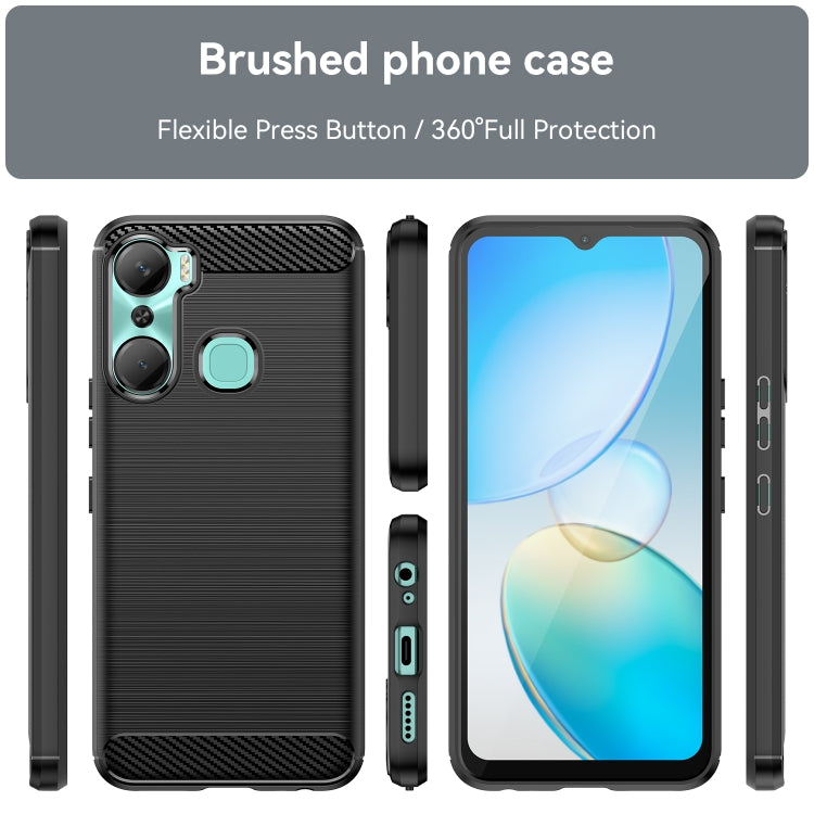 Custodia per telefono TPU in fibra di carbonio con trama spazzolata, For Infinix Hot 12 Pro, For Xiaomi Redmi K60, For Xiaomi Redmi K60 Pro, For Xiaomi Redmi 12C