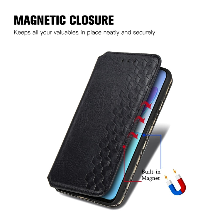 Custodia per telefono in pelle magnetica pressata a griglia cubica, For Honor X8 5G, For infinix Note 11, For OPPO Reno8 Pro, For OPPO Reno8