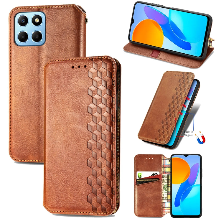 Custodia per telefono in pelle magnetica pressata a griglia cubica, For Honor X8 5G, For infinix Note 11, For OPPO Reno8 Pro, For OPPO Reno8
