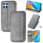 Custodia per telefono in pelle magnetica pressata a griglia cubica, For Honor X8 5G, For infinix Note 11, For OPPO Reno8 Pro, For OPPO Reno8