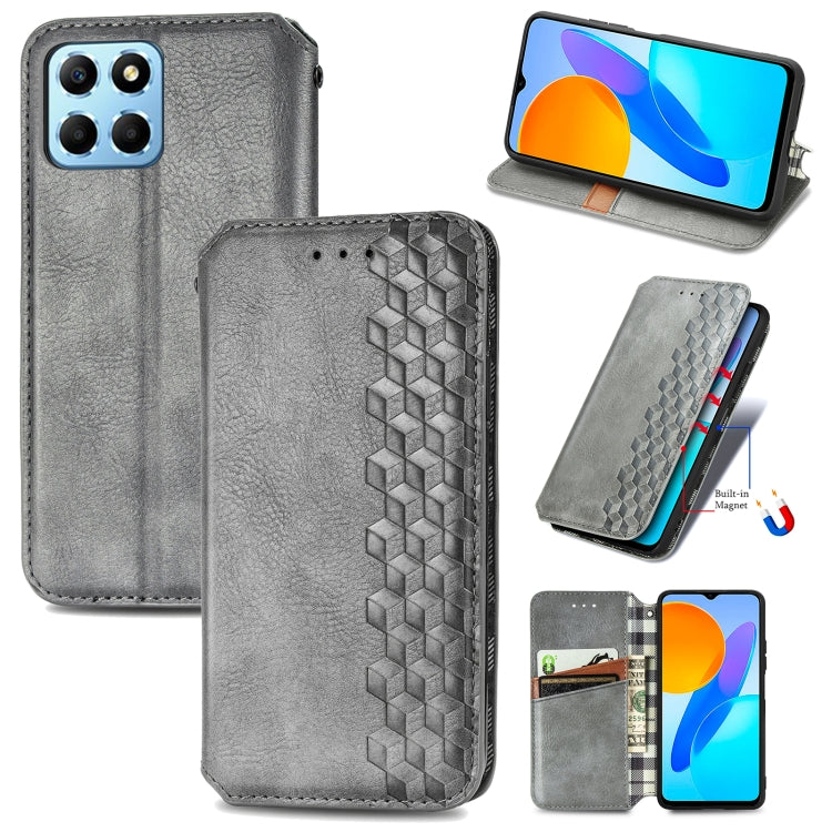 Custodia per telefono in pelle magnetica pressata a griglia cubica, For Honor X8 5G, For infinix Note 11, For OPPO Reno8 Pro, For OPPO Reno8