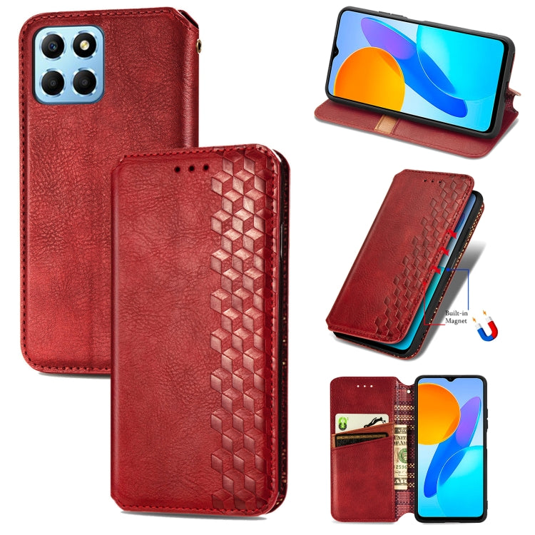 Custodia per telefono in pelle magnetica pressata a griglia cubica, For Honor X8 5G, For infinix Note 11, For OPPO Reno8 Pro, For OPPO Reno8