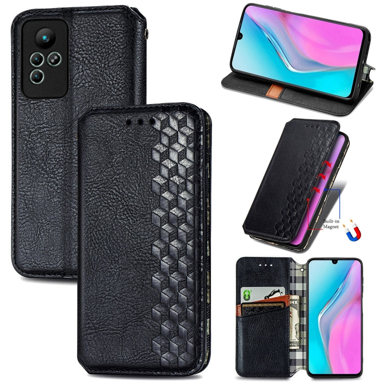 Custodia per telefono in pelle magnetica pressata a griglia cubica, For Honor X8 5G, For infinix Note 11, For OPPO Reno8 Pro, For OPPO Reno8