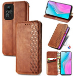 Custodia per telefono in pelle magnetica pressata a griglia cubica, For Honor X8 5G, For infinix Note 11, For OPPO Reno8 Pro, For OPPO Reno8