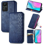 Custodia per telefono in pelle magnetica pressata a griglia cubica, For Honor X8 5G, For infinix Note 11, For OPPO Reno8 Pro, For OPPO Reno8