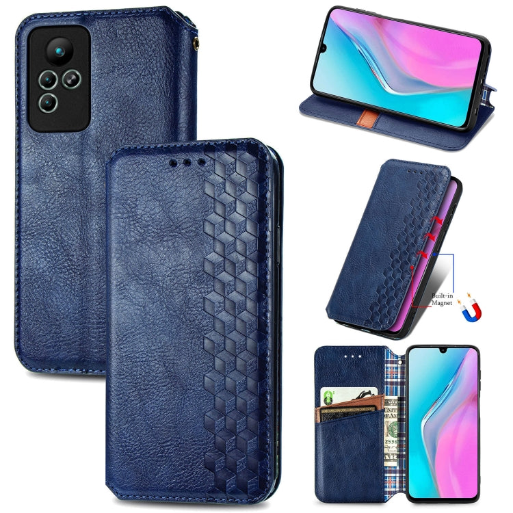Custodia per telefono in pelle magnetica pressata a griglia cubica, For Honor X8 5G, For infinix Note 11, For OPPO Reno8 Pro, For OPPO Reno8