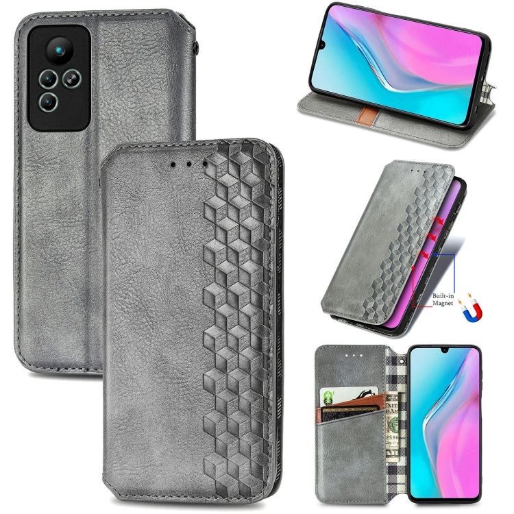 Custodia per telefono in pelle magnetica pressata a griglia cubica, For Honor X8 5G, For infinix Note 11, For OPPO Reno8 Pro, For OPPO Reno8