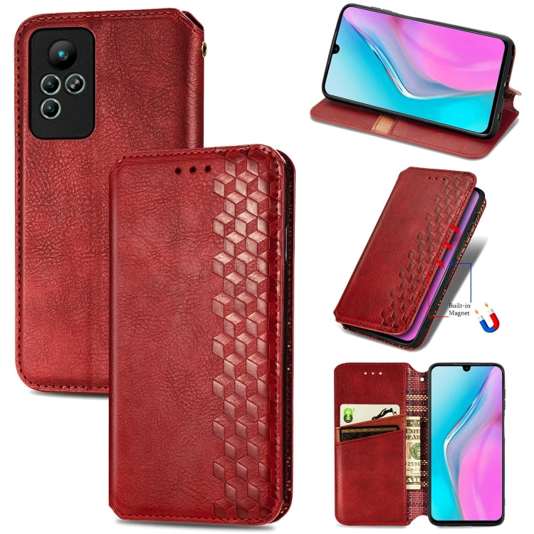 Custodia per telefono in pelle magnetica pressata a griglia cubica, For Honor X8 5G, For infinix Note 11, For OPPO Reno8 Pro, For OPPO Reno8