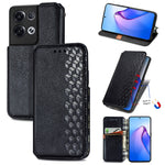 Custodia per telefono in pelle magnetica pressata a griglia cubica, For Honor X8 5G, For infinix Note 11, For OPPO Reno8 Pro, For OPPO Reno8