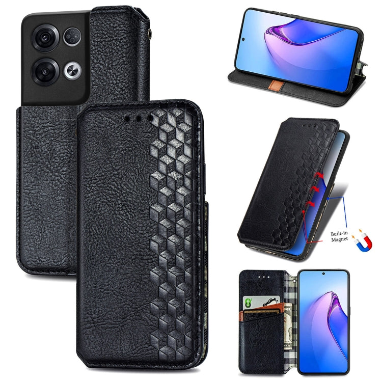 Custodia per telefono in pelle magnetica pressata a griglia cubica, For Honor X8 5G, For infinix Note 11, For OPPO Reno8 Pro, For OPPO Reno8