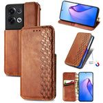 Custodia per telefono in pelle magnetica pressata a griglia cubica, For Honor X8 5G, For infinix Note 11, For OPPO Reno8 Pro, For OPPO Reno8