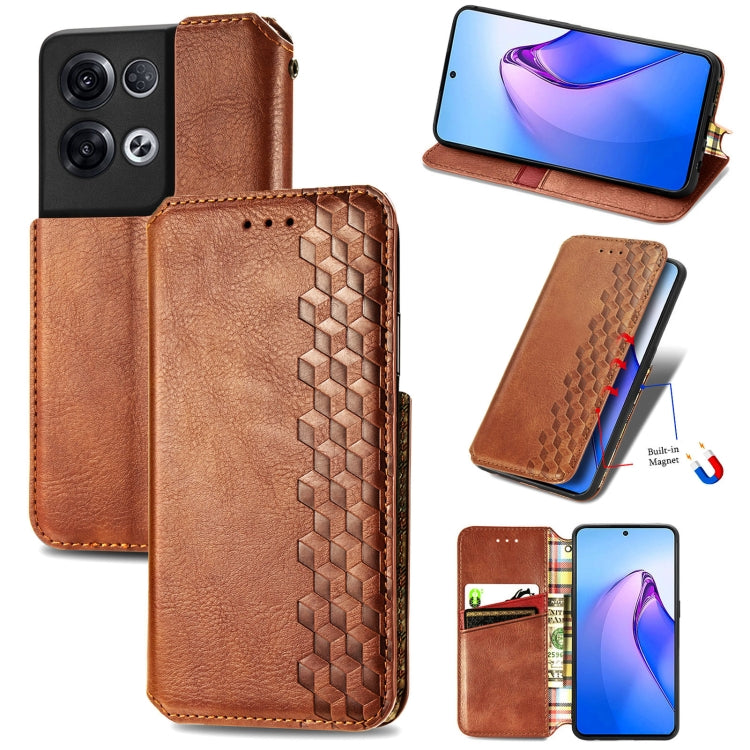 Custodia per telefono in pelle magnetica pressata a griglia cubica, For Honor X8 5G, For infinix Note 11, For OPPO Reno8 Pro, For OPPO Reno8