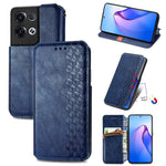 Custodia per telefono in pelle magnetica pressata a griglia cubica, For Honor X8 5G, For infinix Note 11, For OPPO Reno8 Pro, For OPPO Reno8