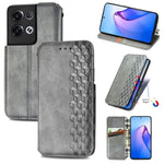 Custodia per telefono in pelle magnetica pressata a griglia cubica, For Honor X8 5G, For infinix Note 11, For OPPO Reno8 Pro, For OPPO Reno8