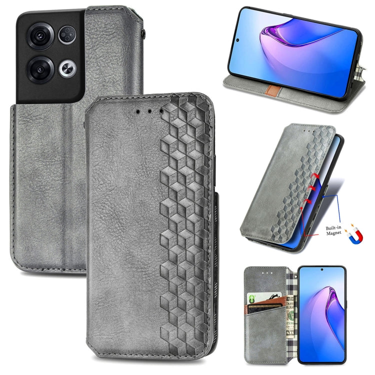 Custodia per telefono in pelle magnetica pressata a griglia cubica, For Honor X8 5G, For infinix Note 11, For OPPO Reno8 Pro, For OPPO Reno8