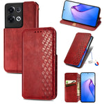 Custodia per telefono in pelle magnetica pressata a griglia cubica, For Honor X8 5G, For infinix Note 11, For OPPO Reno8 Pro, For OPPO Reno8