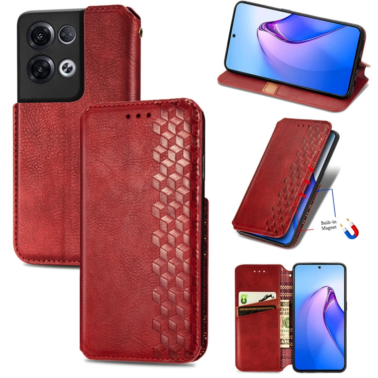 Custodia per telefono in pelle magnetica pressata a griglia cubica, For Honor X8 5G, For infinix Note 11, For OPPO Reno8 Pro, For OPPO Reno8
