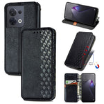 Custodia per telefono in pelle magnetica pressata a griglia cubica, For Honor X8 5G, For infinix Note 11, For OPPO Reno8 Pro, For OPPO Reno8