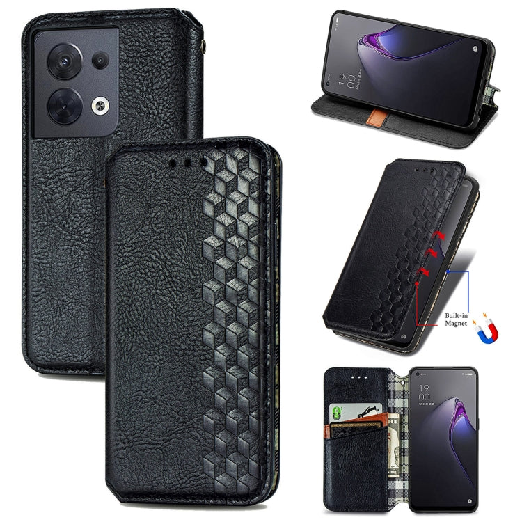 Custodia per telefono in pelle magnetica pressata a griglia cubica, For Honor X8 5G, For infinix Note 11, For OPPO Reno8 Pro, For OPPO Reno8