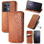 Custodia per telefono in pelle magnetica pressata a griglia cubica, For Honor X8 5G, For infinix Note 11, For OPPO Reno8 Pro, For OPPO Reno8
