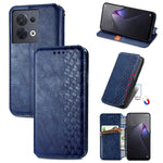 Custodia per telefono in pelle magnetica pressata a griglia cubica, For Honor X8 5G, For infinix Note 11, For OPPO Reno8 Pro, For OPPO Reno8